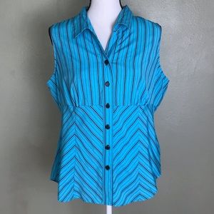 Dressbarn NWOT Blue Black Button Down Shirt XL